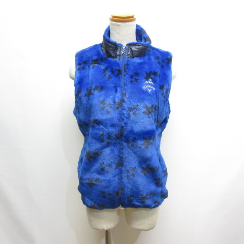 Callaway　キャロウェイ　ベスト　ボア　ファー　ゴルフウェア　イエロー キャロウェイ CALLAWAY 美品 ボア ベスト L ブルー スター 星柄 ゴルフ