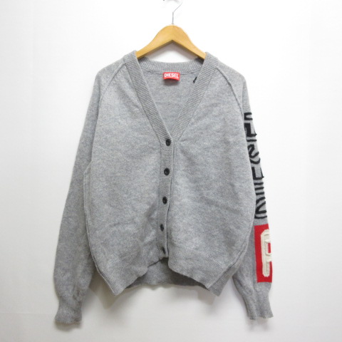 ディーゼル DIESEL M-SARRI 袖ロゴ ニット カーディガン XS グレー 