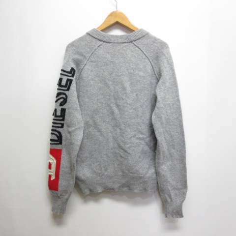 ディーゼル DIESEL M-SARRI 袖ロゴ ニット カーディガン XS グレー 