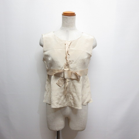 フォクシー FOXEY 絹シルク ノースリーブ ペプラム カットソー 40  