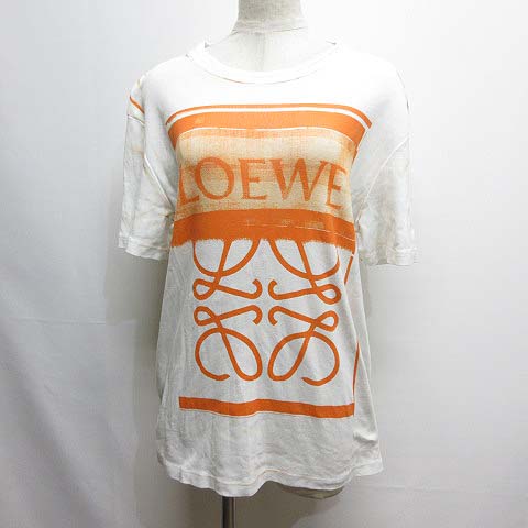 ロエベ LOEWE Tシャツ ロゴ アナグラム プリント 半袖 S 白 ホワイト 
