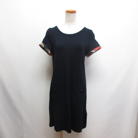 ブルーレーベルクレストブリッジ 半袖 ワンピース 38 ネイビー BLUE