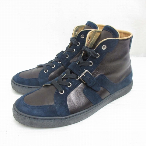 エルメス HERMES ハイカット スニーカー レザー x スエード シューズ 