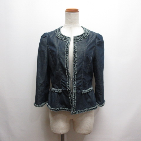 エムズグレイシー M'S GRACY ノーカラー シャンブレー デニム