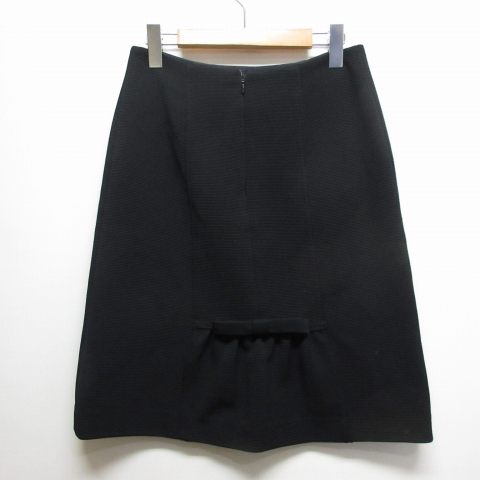 エムズグレイシー スカート ひざ丈 台形 ウール混 40 黒 エムズ