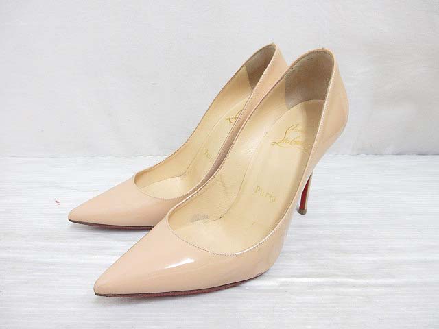クリスチャンルブタン パテント ハイヒール ベージュ クリスチャン