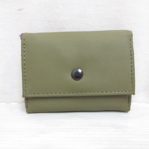 エックスガール x-girl 三つ折り 財布 コンパクト ウォレット カーキ W