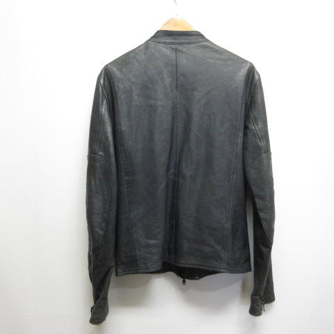 クロップス Crops 本革 レザー ライダース ジャケット 46 黒 ブラック  