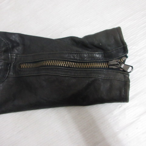 クロップス Crops 本革 レザー ライダース ジャケット 46 黒 ブラック  
