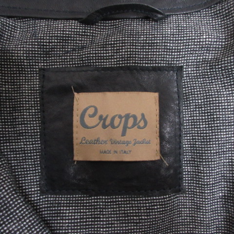 クロップス Crops 本革 レザー ライダース ジャケット 46 黒 ブラック  