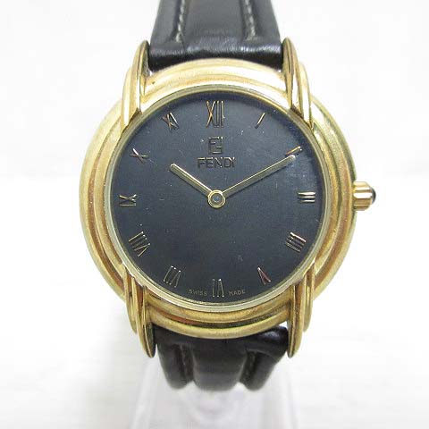 美品]FENDI 900G オールゴールド レザーベルト 腕時計 希少品Y2K 楽天