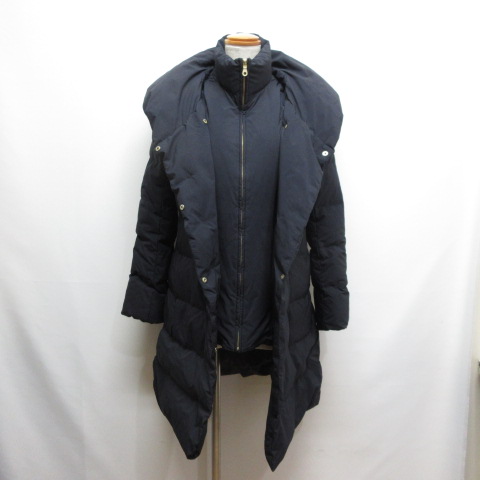 プラステ PLST 2wayネック ロング ダウン コート S ネイビー 12