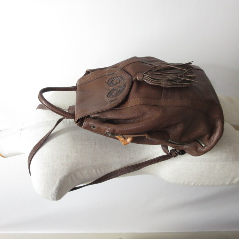 イビサ IBIZA 本革 レザー リュックサック デイパック バッグ 茶