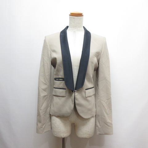 ソブ sov. ダブスタ ショールカラー ジャケット 36 ベージュ×ネイビー