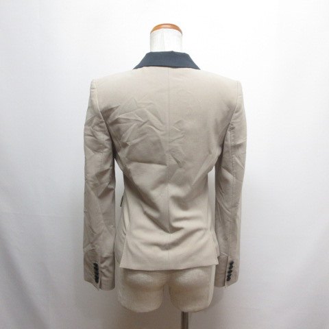 ソブ sov. ダブスタ ショールカラー ジャケット 36 ベージュ×ネイビー