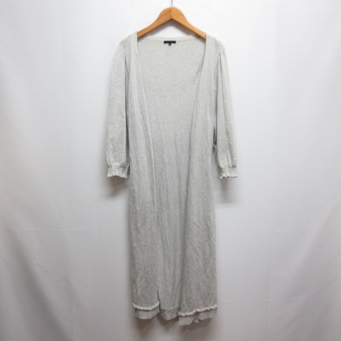 未使用 TO BE CHIC フリル ロング ニット カーディガン グレー 2 中古