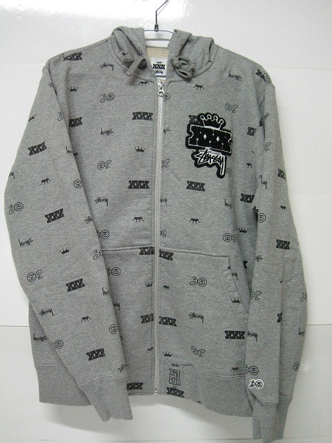 60]STUSSY XXX ステューシー 30th 総柄 スウェット ジップアップ  