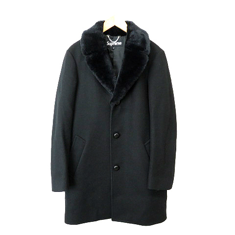 シュプリーム SUPREME ☆AA☆15AW Fur Collar Tweed Coat ファーカラー  