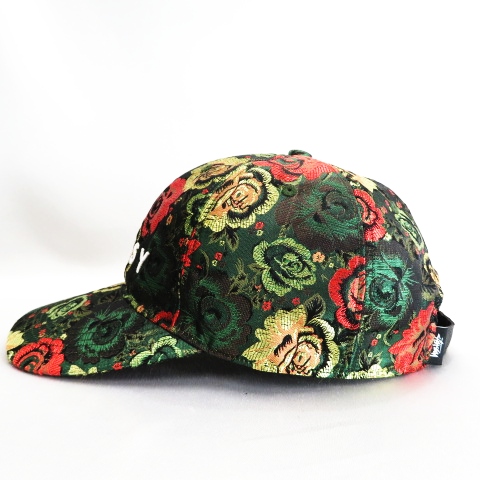【希少】値下げSTUSSY ステューシー キャップ ジャガード 花柄 ステューシー STUSSY フローラル 花柄キャップ 帽子 グリーン緑ベース