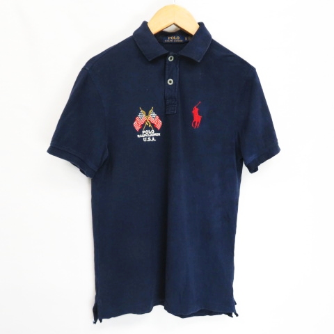 PoloRalphLauren 刺繍 ネイビー リネン 半袖シャツ ポロラルフローレン 紺 ネイビー 半袖│ヴィテージ古着屋Feeet