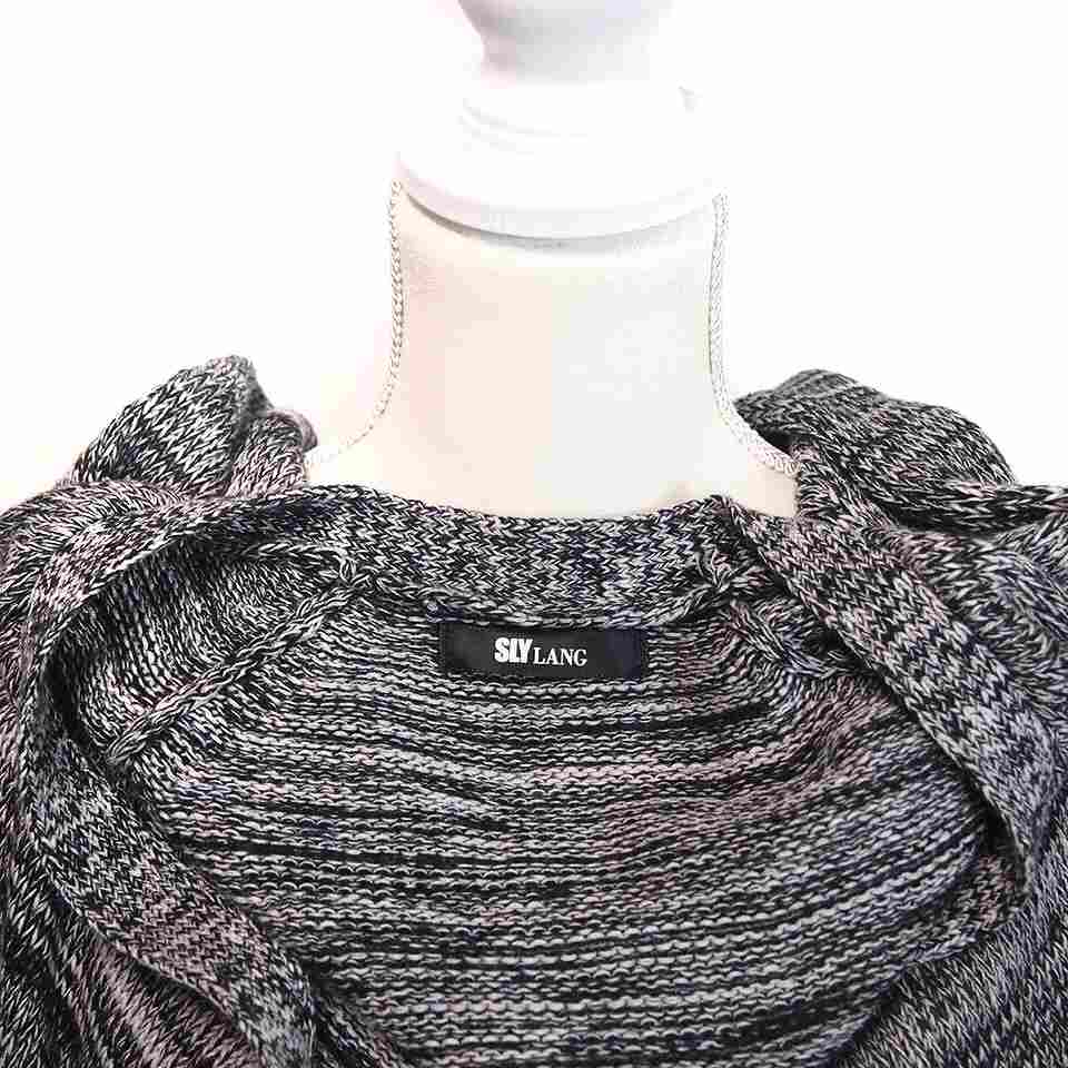 スライ ラング Sly Lang カーディガン ニット 総柄 Vネック 長袖 F 黒 ブラック レディース 066 ベクトルパーク