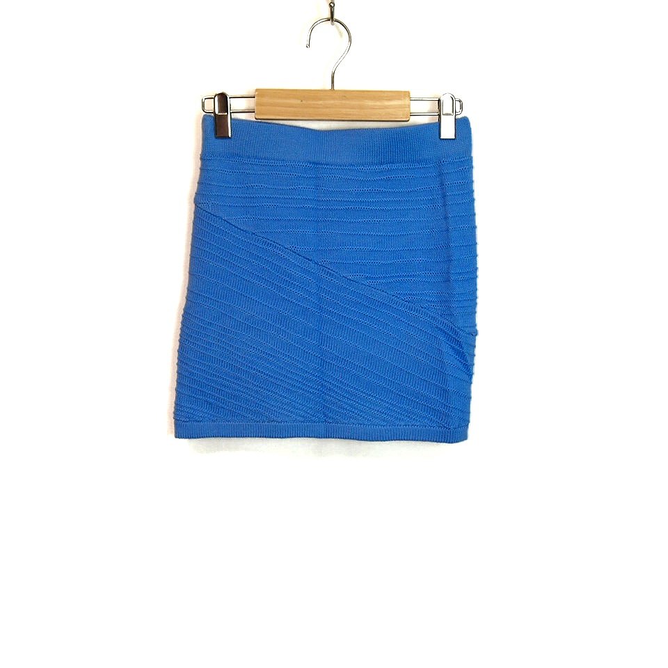 エゴイスト Egoist スカート ミニ タイト 台形 ニット ウエストゴム ウール混 青 ブルー レディース 066 ベクトルパーク
