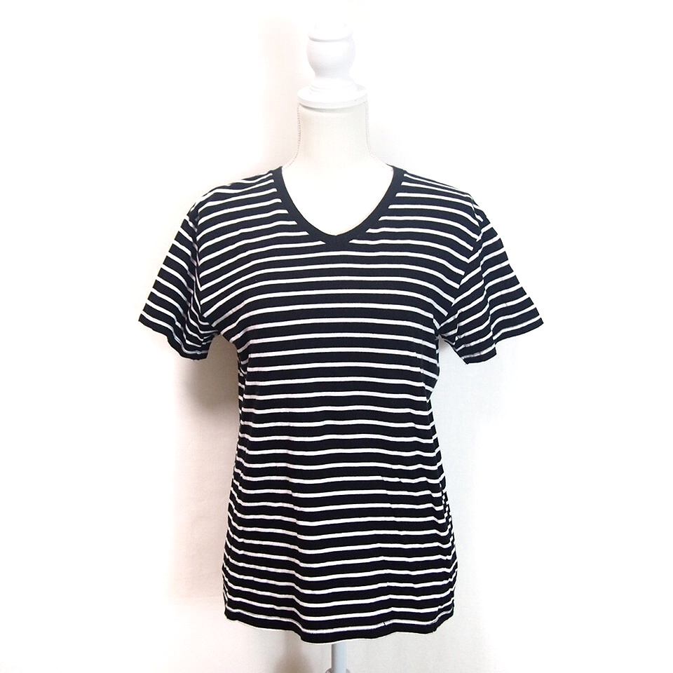 ネイバーフッド Neighborhood Tシャツ カットソー 半袖 ボーダー Vネック M 白 黒 レディース 066 ベクトルパーク