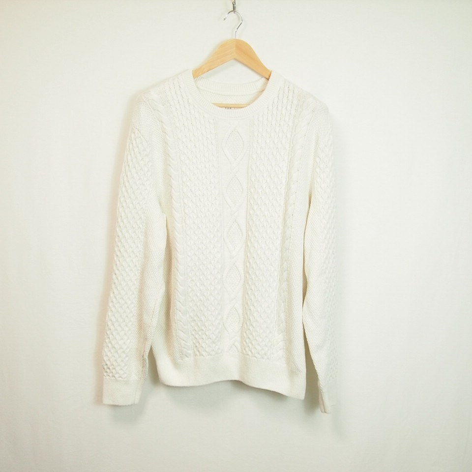 ギャップ Gap セーター ニット 長袖 ケーブル Xl 白 ホワイト レディース 066 ベクトルパーク