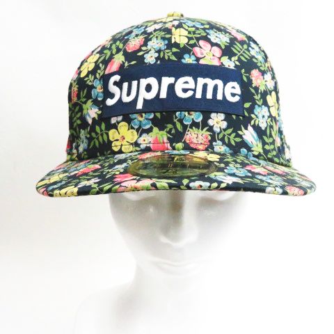 シュプリーム SUPREME ★AA☆13SS New Era Liberty Floral Box Logo Cap 7-3/8 ニューエラ リバティー フローラル ボックスロゴ キャップ帽子 紺 ネイビー メンズ