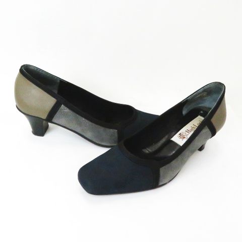 ハイルック HIGH LOOK スエード切替 ハイヒール パンプス 靴 紺