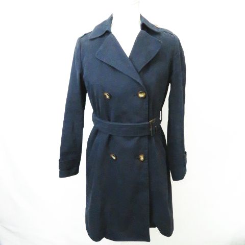 ナノユニバース Nano Universe インナー付き コットン トレンチコート 紺 ネイビー M レディース 066 ベクトルパーク