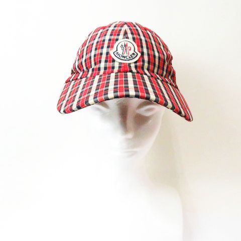 モンクレール MONCLER チェック柄 ナイロン ベースボールキャップ 帽子