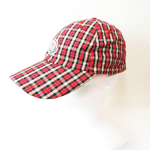 MONCLER チェック柄キャップ モンクレール MONCLER チェック柄 ナイロン ベースボールキャップ 帽子
