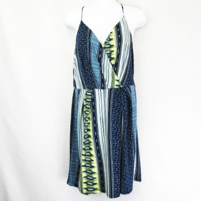 ビーシービージェネレーション bgeneration 総柄デザイン ノースリーブ カシュクール キャミソール ワンピース ストレッチ加工 紺 ネイビーベース L レディース 066 ベクトルパーク