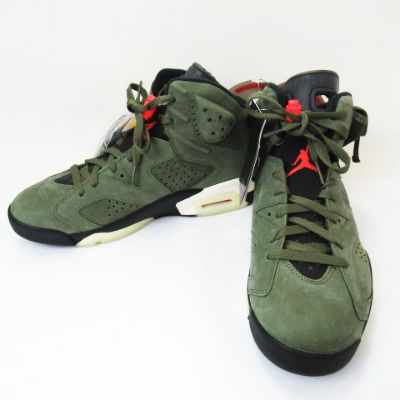 Nike Air Jordan 6 オリーブグリーン スエード シューズ（トラヴィス 