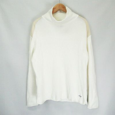 ファクトタム FACTOTUM JEANS MILITALY KNIT TURTLE NECK 06090132 タートルネック ミリタリー ニット  セーター 肩 切替 白 ホワイト 46 メンズ