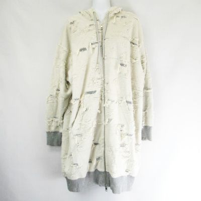 ディーゼル DIESEL ダメージ加工 ジップアップ ロングパーカー グレー  