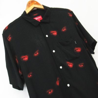 シュプリーム SUPREME ☆AA☆19AW Eyes Rayon S/S Shirt Black アイ 