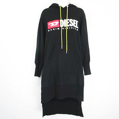 ディーゼル Diesel ロゴ スウェット ワンピース プルオーバー パーカー 黒 ブラック Xs レディース 066 ベクトルパーク
