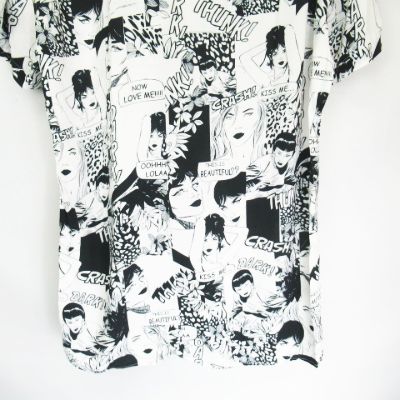 ザラマン Zara Man Relaxed Fit アメコミ イラスト 総柄 レーヨン 半袖シャツ 白 ホワイト Xl メンズ 066 1501 ベクトルパーク