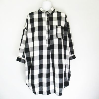 シューラルー Shoo La Rue フラッグチェック ワンピース シャツ 316 黒 白 系 M 066 ベクトルパーク