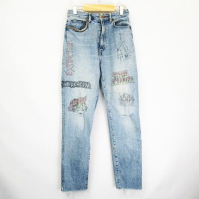ヒステリックグラマー Hysteric Glamour Fergadelic Metal プリント Used加工 ハイウエスト テーパード デニムパンツ ap08 インディゴ 28 メンズ レディース 066 ベクトルパーク