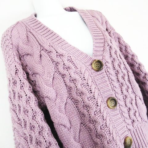 レトロガール Retro Girl 1 5gg ケーブル カーディガン ニット 長袖 Rwc001 紫 パープル系 M レディース 066 ベクトルパーク