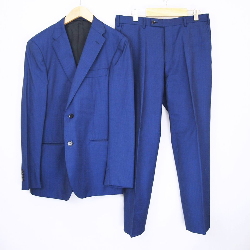 シンプリシテェ Simplicite Plus Loro Piana ロロピアーナ ウール 2b シャドーストライプ シングルスーツ セットアップ 青 紺系 50 メンズ 066 ベクトルパーク