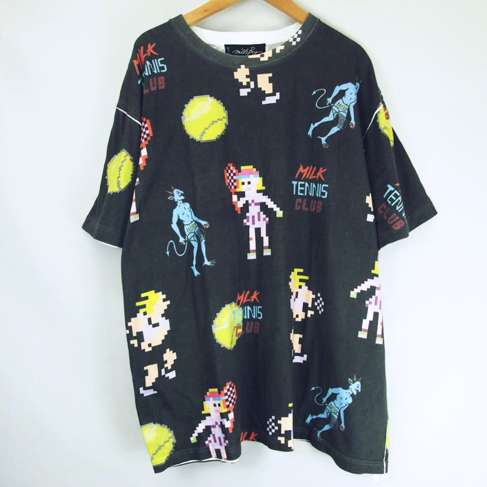 ミルクボーイ Milkboy Arcade Tennis Tee テニス プリント Tシャツ カットソー 半袖 黒 ブラック 2xl メンズ 066 ベクトルパーク