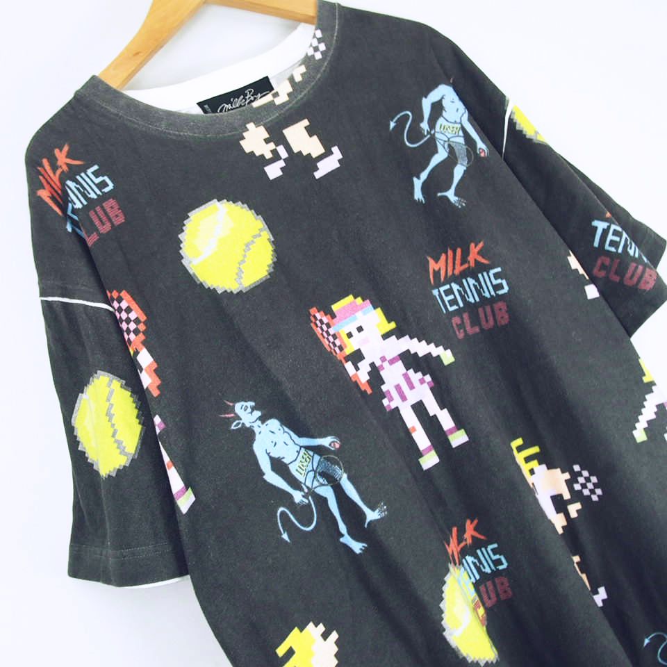 ミルクボーイ Milkboy Arcade Tennis Tee テニス プリント Tシャツ カットソー 半袖 黒 ブラック 2xl メンズ 066 ベクトルパーク