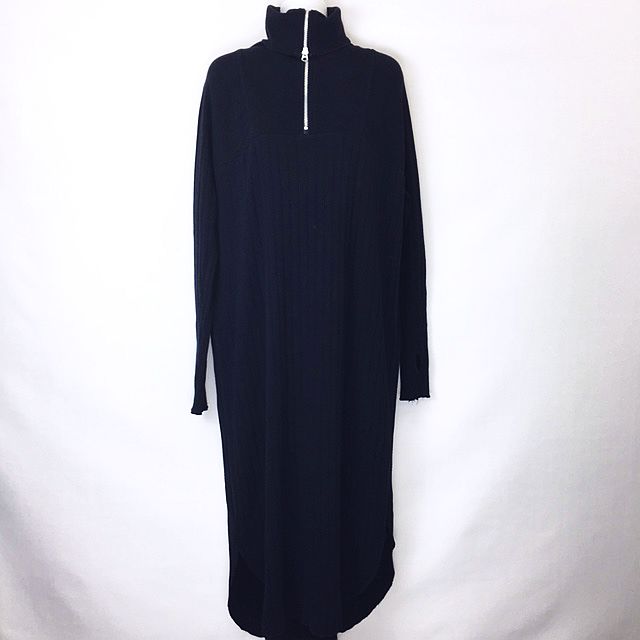 アメリカーナ Americana フリークスストア Freak S Store 別注 リブ タートル ジップ ロング ワンピース 紺 ネイビー F レディース 066 ベクトルパーク