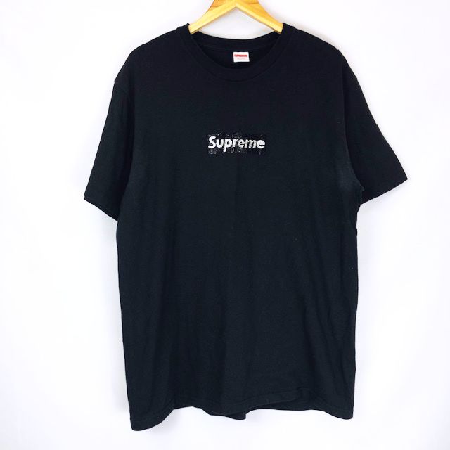 シュプリーム SUPREME ☆AA☆19SS Swarovski Box Logo Tee Black 