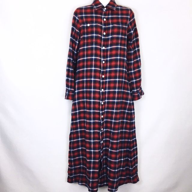リー Lee Union Made チェック マキシ ワンピースシャツ 長袖 614 赤 レッド S レディース 066 ベクトルパーク