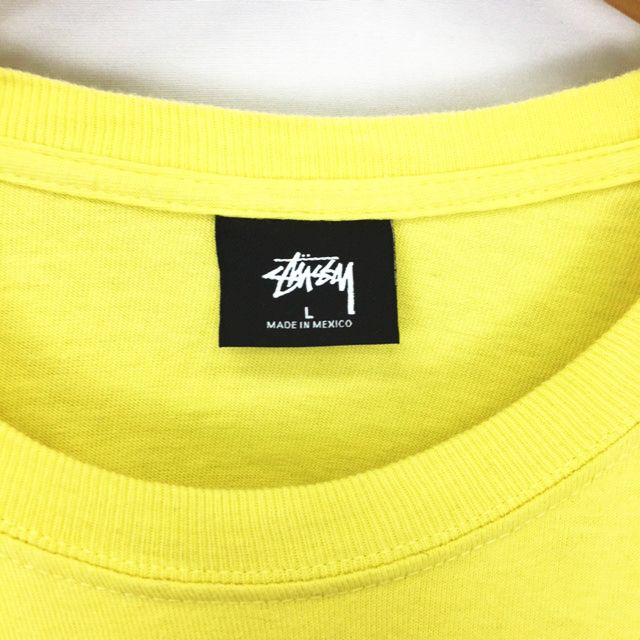 【美品】stussy ステューシー ロンTシャツ メキシコ製 イエロー 黄色L ステューシー STUSSY Tシャツ プリント 長袖 S 黄色 /KN メンズ
